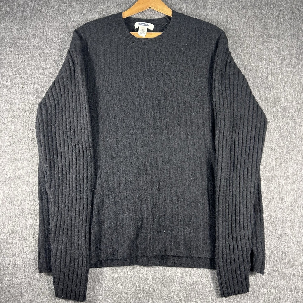 Old Navy Black Lambswool Sweater Womens XL  Pullover Knit Crew Neck Ribbed‎
